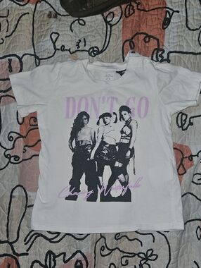TLC White Baby Tee with Black Neck Label